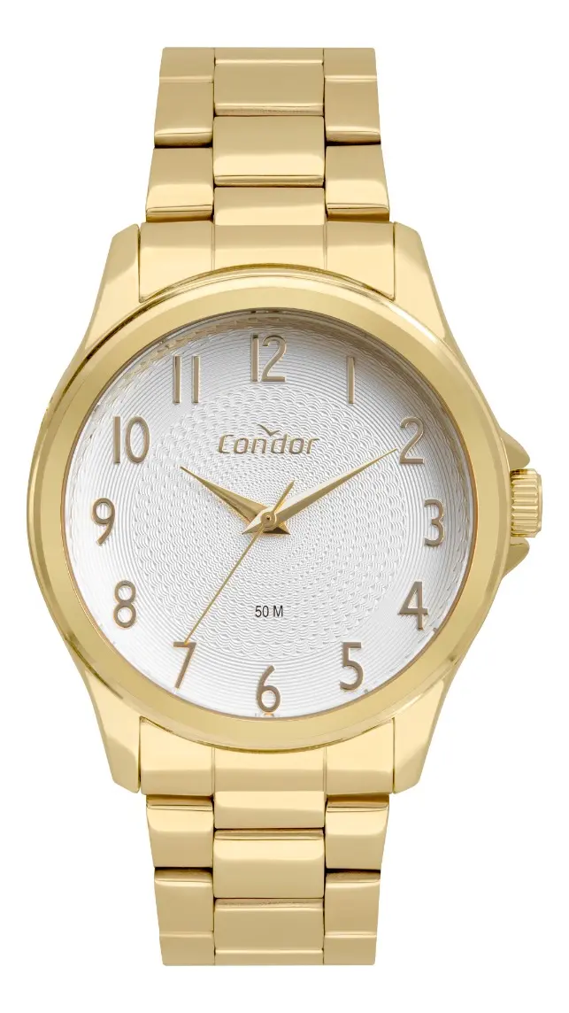 Kit X3 Relógio Feminino Dia A Dia Dourado Fundo Prata Condor